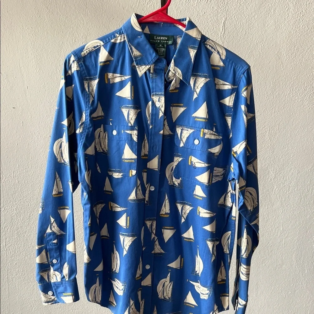 Lauren Ralph Lauren Nautical Button Up Size Medium - Picture 1 of 3